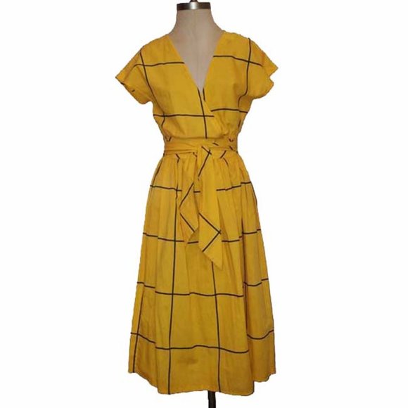 Vtg 70s Cotton Wrap Dress Size 8 - Picture 1 of 10